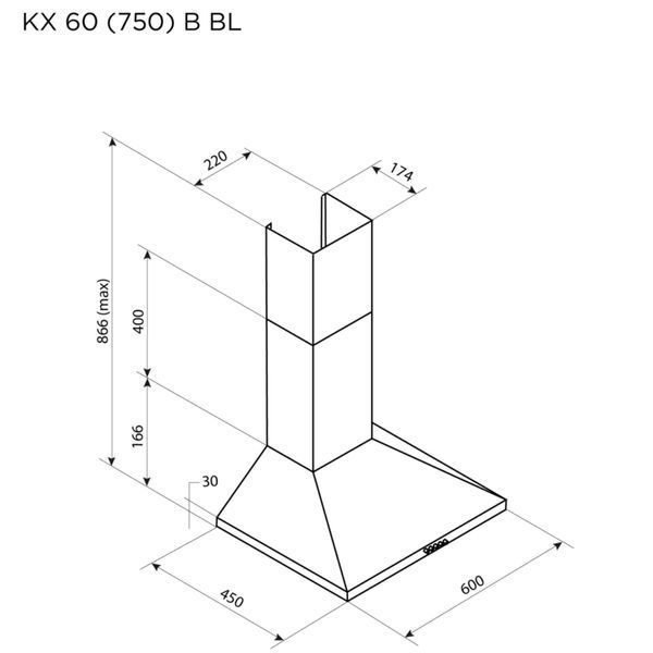 Витяжка кухонна Pyramida KX 60 (750) B BL KX 60 (750) B BL фото