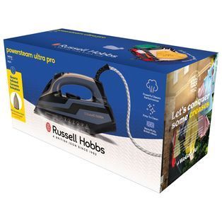 Праска Russell Hobbs, 3100Вт, паровий удар -210гр, верт. відпарювання, керам. підошва, чорно-синий 28630-56 фото