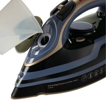 Праска Russell Hobbs, 3100Вт, паровий удар -210гр, верт. відпарювання, керам. підошва, чорно-синий 28630-56 фото