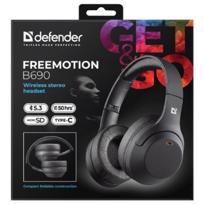 Навушники Defender FreeMotion B690 Bluetooth Black (63690) 63690 фото