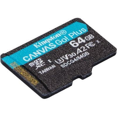 Карта пам'яті Kingston 64GB microSDXC сlass 10 UHS-I U3 V30 A2 Canvas Go Plus G4 (SDCG4/64GBSP) SDCG4/64GBSP фото