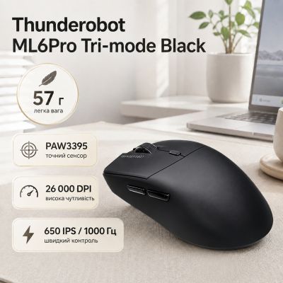 Мишка Thunderobot ML6Pro Tri-mode Black (6932066315788) 6932066315788 фото