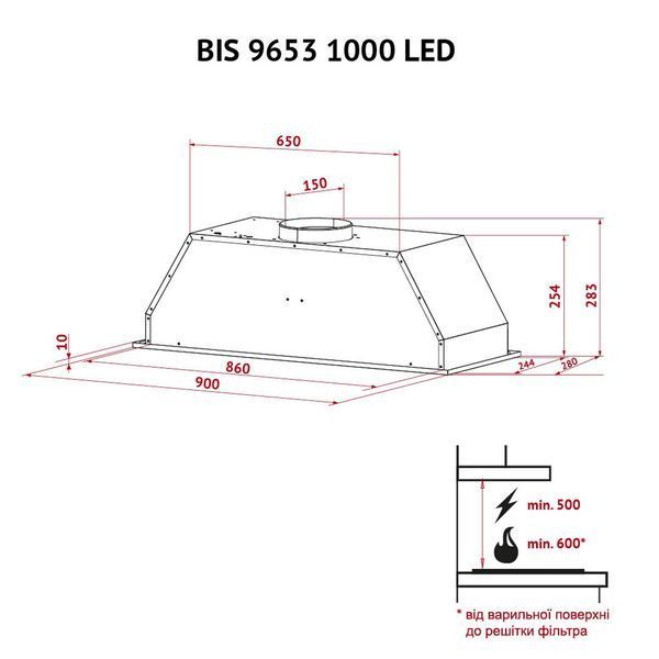 Витяжка кухонна Perfelli BIS 9653 I 1000 LED BIS 9653 I 1000 LED фото